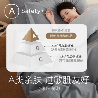 YANXUAN 网易严选 有氧纯棉四件套A类枕套床上 蓝酶芝士（蓝灰）100%全棉 1.8m床