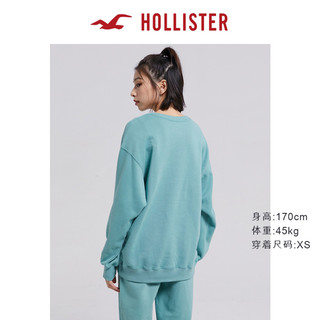 Hollister美式抓绒Logo款宽松加长款圆领长袖运动衫 女 322876-1