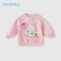 JELLYBABY女童卫衣2023宝宝秋季衣服小童加绒上衣春秋女孩洋气童装儿童秋装 粉色 90CM
