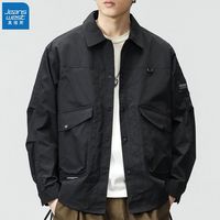 Jeanswest/真维斯美式防风外套男秋冬季百搭工装夹克男潮流上衣服