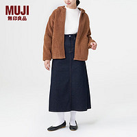 无印良品（MUJI）女式 长毛抓绒 拉链连帽衫 秋冬季保暖 加绒短外套 BBJ21C3A 深暗黄色 L