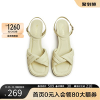 TEENMIX 天美意 通勤一字带粗跟凉鞋女鞋时装凉鞋高跟鞋BG411BL3