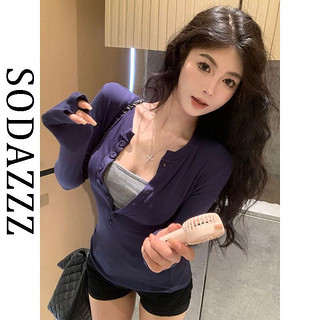 SODAZZZ 美式辣妹纯欲风长袖t恤女早秋季打底衫修身显瘦上衣甜辣