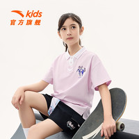 ANTA安踏儿童女童装针织短袖T恤女大童polo衫吸汗透气