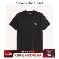 ABERCROMBIE & FITCH男装 美式休闲宽松运动刺绣小麋鹿圆领纯色短袖T恤 326010-1 黑色 M (180/100A)