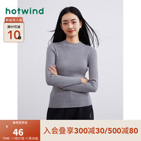 热风 hotwind冬季女士半高领罗纹打底针织衫 09灰色 M