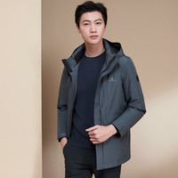 报喜鸟冬季男士时尚休闲男宽松连帽羽绒服外套蓬松轻暖鹅绒服