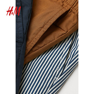 H&M HM季童装裤子3条装帅气翻边裤脚抽绳短裤0993093