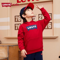 Levi's李维斯童装男女童连帽经典蝙蝠标卫衣儿童秋款纯棉舒适针织上衣 辣椒红 160/80(XL)