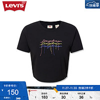 Levi's李维斯季女士短袖T恤复古辣妹短款上衣 黑色 S