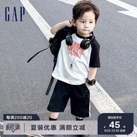 Gap女童LOGO纯棉运动短袖T恤670334儿童装洋气上衣