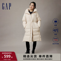 Gap 盖璞 女装秋季2023LOGO收腰发热保暖风衣式羽绒服720909外套 米色 165/88A(S)