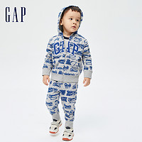 Gap 盖璞 男幼童LOGO恐龙汽车印花卫衣749379 秋季款儿童装户外连帽衫