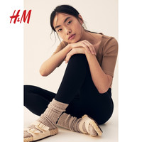 HM女士休闲长裤夏季经典舒适黑色修身打底裤0822115