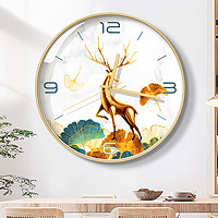 BBA 挂钟北欧装饰创意轻奢钟客厅家用时钟挂表12英寸 金杏福鹿