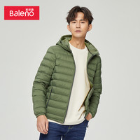 Baleno 班尼路 秋季男装休闲舒适保暖绗缝连帽收束设计轻薄羽绒