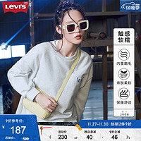 Levi's李维斯女士圆领加绒卫衣简约时尚复古潮流休闲舒适保暖 灰色 XL