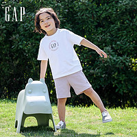 Gap男童LOGO法式圈织软卫裤 字母夏季款儿童装洋气短款运动裤子