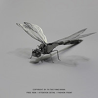 3D金属拼图手工立体拼图拼装模型立体蜻蜓 金属蜻蜓需自备工具