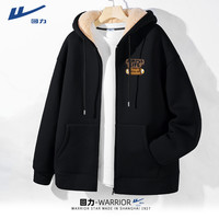 WARRIOR 回力 450g羊羔绒卫衣外套男冬季2023重磅加绒加厚保暖连帽上衣