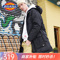  Dickies羽绒服 中长款多口袋充绒夹克 秋冬男士休闲厚外套 9481 黑色 L