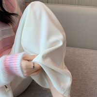 未友 灯芯绒裤子女春秋冬宽松小个子加绒奶油杏白欧棉绒直筒休闲阔腿裤