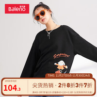 Baleno班尼路秋卫衣女潮流ins卡通印花圆领运动休闲薄款长袖上衣 001A M