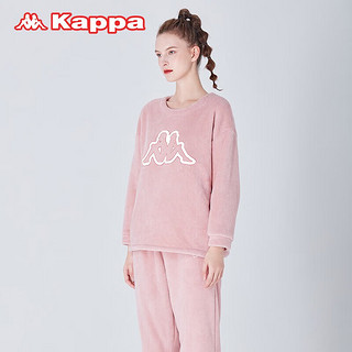 KAPPA卡帕睡衣女法兰绒保暖厚款套装可外穿时尚套头家居服 绒粉 M码 (90-105斤)