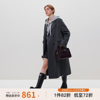 范思蓝恩 23FS14157双面呢大衣女冬2023西装式正肩大衣女冬双面羊毛呢外套 岩灰色 S