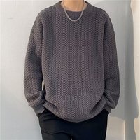 JIKADI 纪卡迪 秋冬潮流宽松慵懒提花圆领打底毛衣
