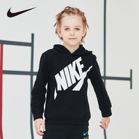 NIKE 耐克 童装儿童经典连帽卫衣秋季男女小童上衣外套D605F正黑色(厚)110(5)