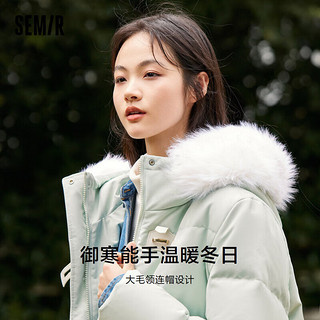 森马（Semir）羽绒服女长款毛领连帽防风防雨厚外套慵懒风109723113004