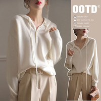 BTTKDL2023连帽针织衫女秋冬季宽松打底毛衣女长袖外套小个子秋 L 105120斤