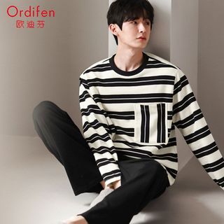Ordifen 欧迪芬 睡衣男士秋季棉质长袖套装秋冬款简约格子青年可外穿家居服