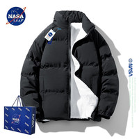 NASA LEAP男装潮牌棉衣男女款秋冬户外羊羔绒棉袄保暖外套加厚棉服 黑色 2XL(体重130-140斤)