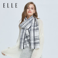 ELLE羊毛围巾女经典小香风女士围巾纯羊毛披肩必备 白色