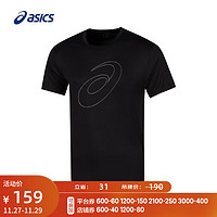 亚瑟士ASICS运动T恤男子跑步短袖透气舒适运动上衣 2011C975-001 黑色 XL