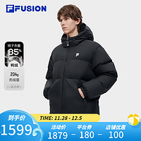 FILA FUSION斐乐潮牌羽绒服男时尚休闲宽松连帽外套 正黑色-BK 175/96A/L