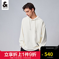 杰克·琼斯（JACK&JONES）秋冬男士上衣宽松柔软亲肤连帽纯色加绒卫衣男装223433047 奶白色A42 185/104A/XL