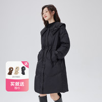 艾莱依-冬季时尚休闲保暖中长款羽绒服女收腰显瘦海军领1391