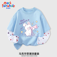 马克华菲女童长袖t恤纯棉秋装儿童秋季洋气打底衫中大童女孩春秋款童装 蓝A37 140