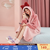 GUKOO 果壳 睡衣女睡袍冬款珊瑚绒睡衣