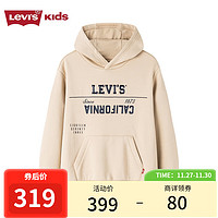 Levi's 李维斯 童装23冬季男童加绒卫衣儿童连帽保暖上衣 浅卡其色 110/56(5)