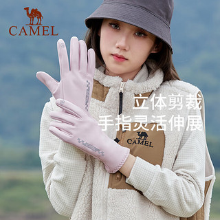 骆驼 CAMEL户外骑行手套女冬季防寒保暖加绒骑车手套防风防水可触屏 高级灰【暖绒可触屏】 均码