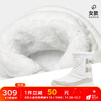 骆驼（CAMEL）户外雪地靴女鞋防水防滑冬季加绒保暖高帮户外登山鞋女款 FB22243905，白色 37
