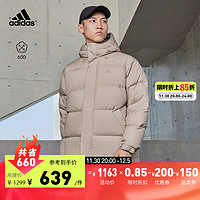 adidas 阿迪达斯 轻运动男女同款冬季600蓬保暖鸭绒羽绒服面包服 魔力浅褐 A/XL