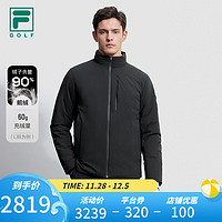 FILA 斐乐男士羽绒服2023冬高尔夫运动简约基础立领外套 深黑-BK 180/100A/XL