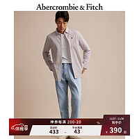 ABERCROMBIE & FITCH男装 美式商务休闲通勤百搭潮流复古府绸长袖条纹衬衫 333993-1 深红色条纹 M (180/100A)