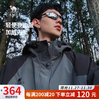 骆驼 CAMEL棉服男防风防泼保暖外套冬男女户外旅行登山服 深灰/黑,男女同款 L