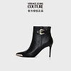 范思哲Versace Jeans Couture 女士SCARLETT尖头高跟短靴 黑色 37